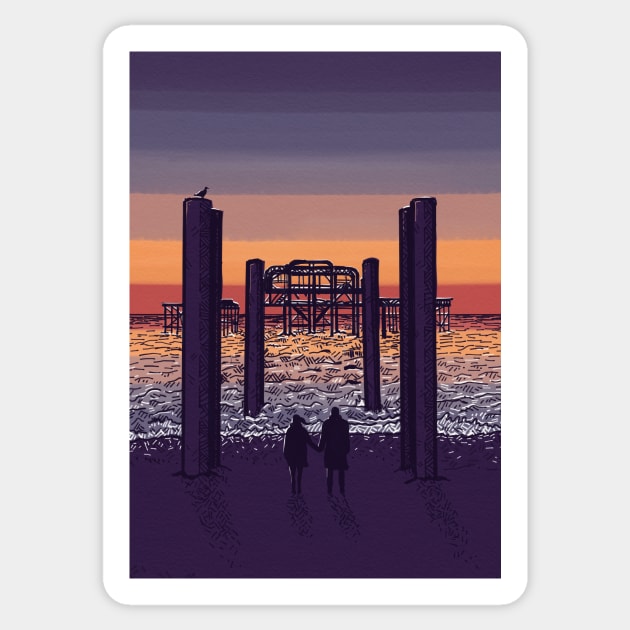 West Pier Sunset Sticker by Motski